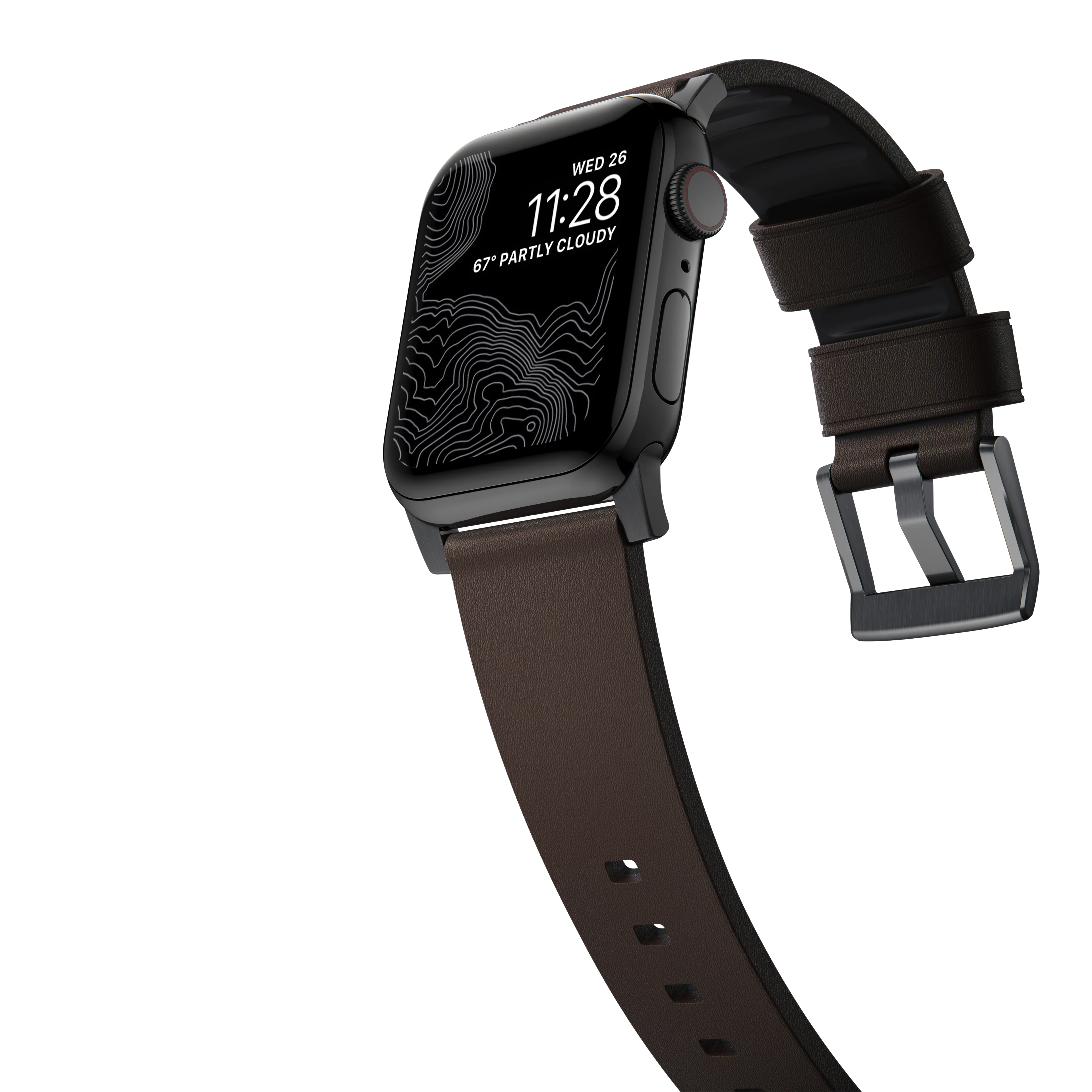 Nomad Active Pro leather band brown / black hardware (45-49mm) - Image 2