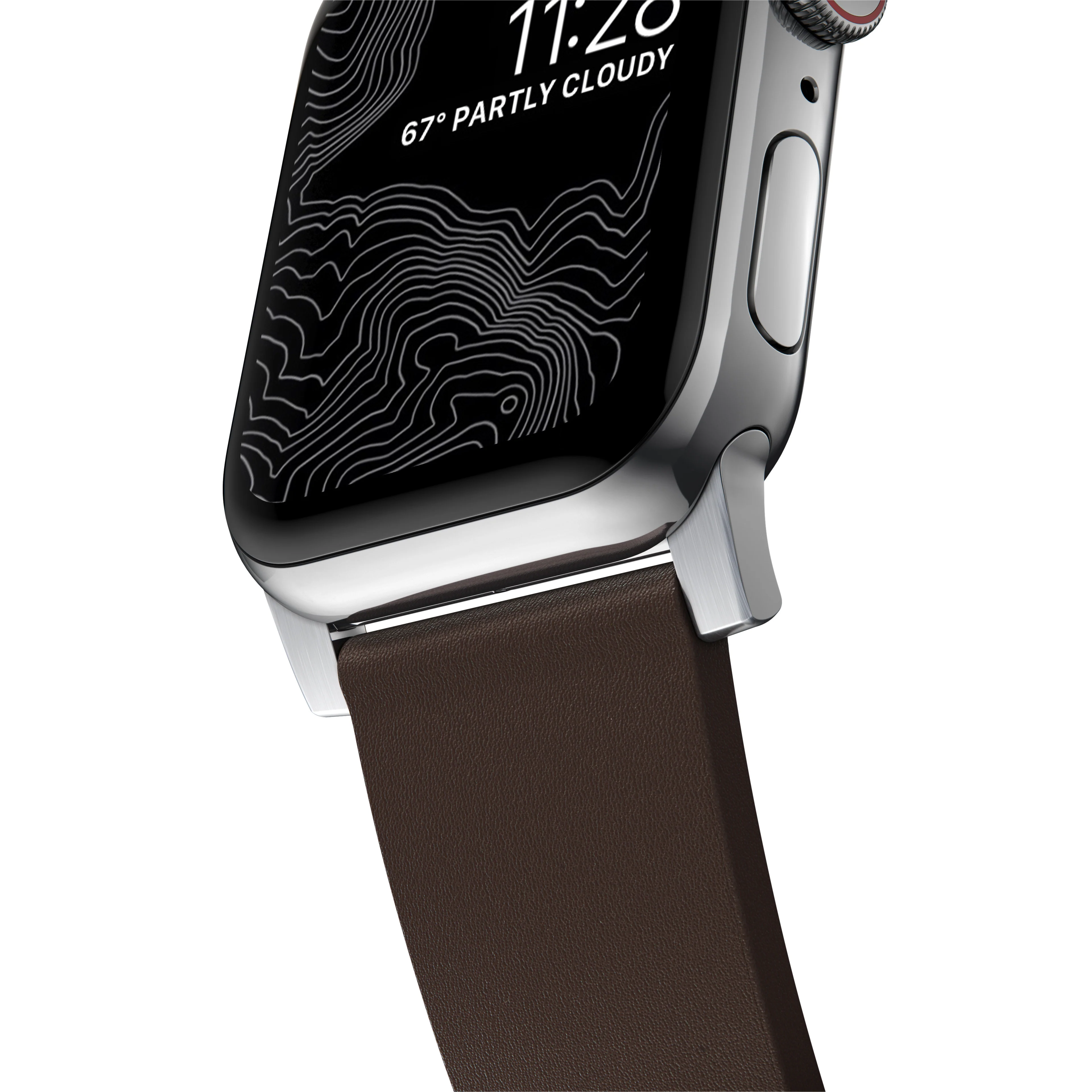 Nomad Active Pro leather band brown / silver hardware (45-49mm) - Image 3