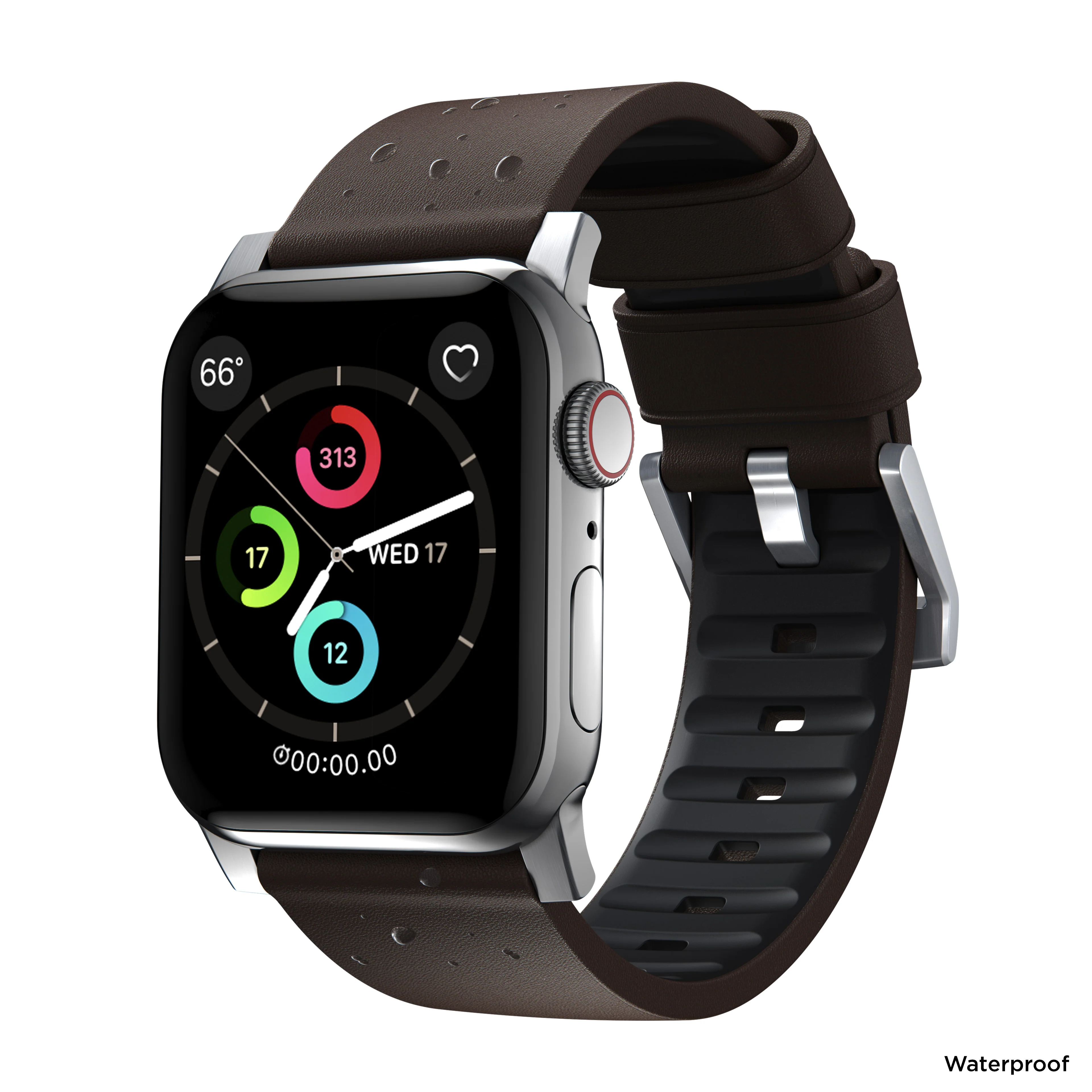 Nomad Active Pro leather band brown / silver hardware (45-49mm) - Image 4