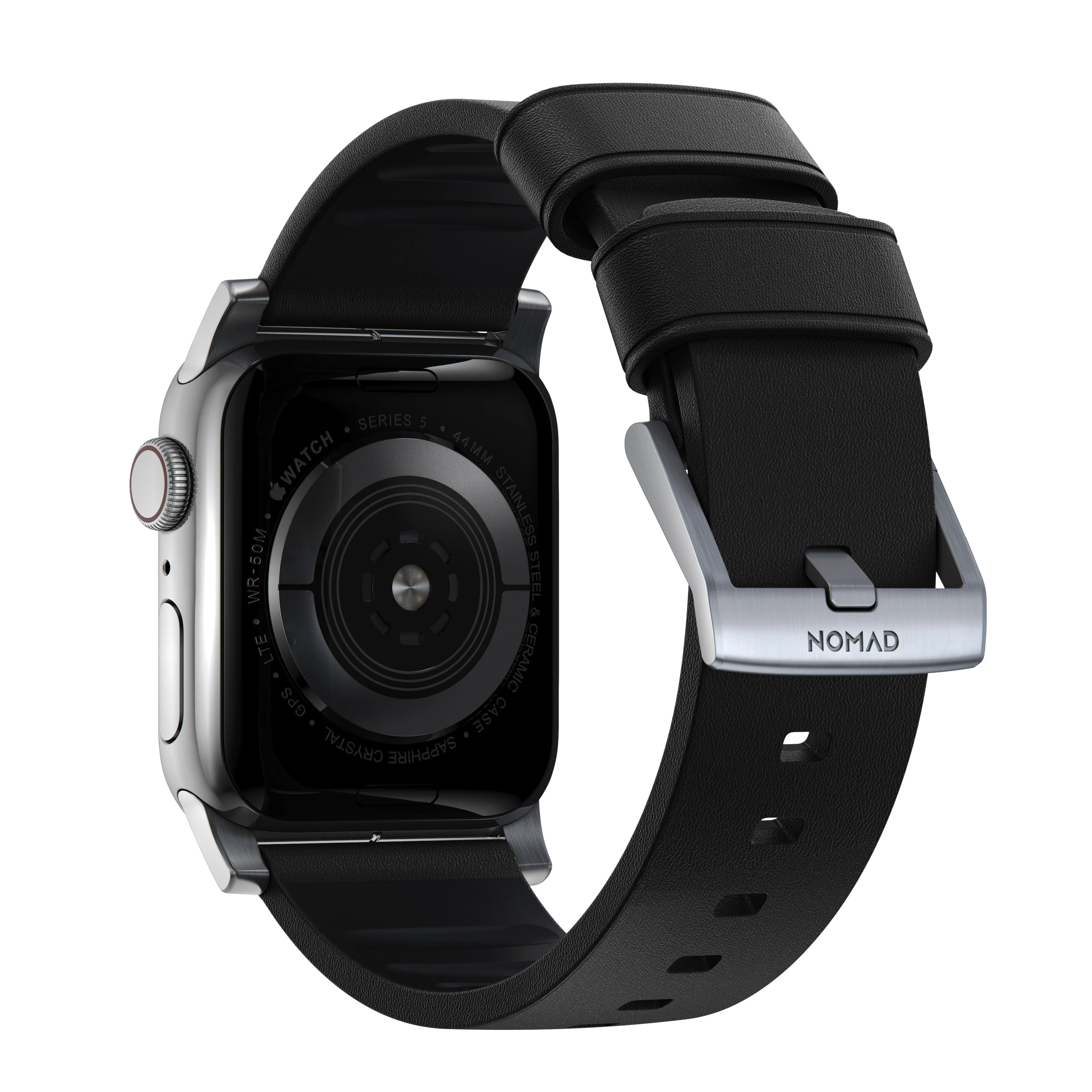 Nomad Active Pro leather band pro black / silver hardware (45-49mm) - Image 5