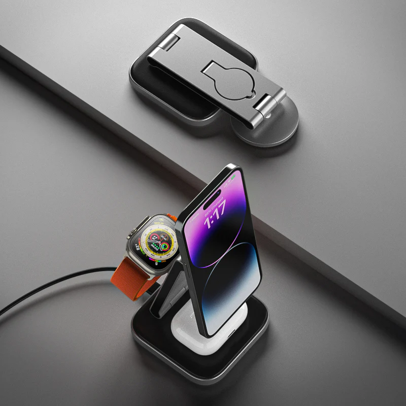 Satechi 3-in-1 Foldable Qi2 wireless charging stand - Image 4