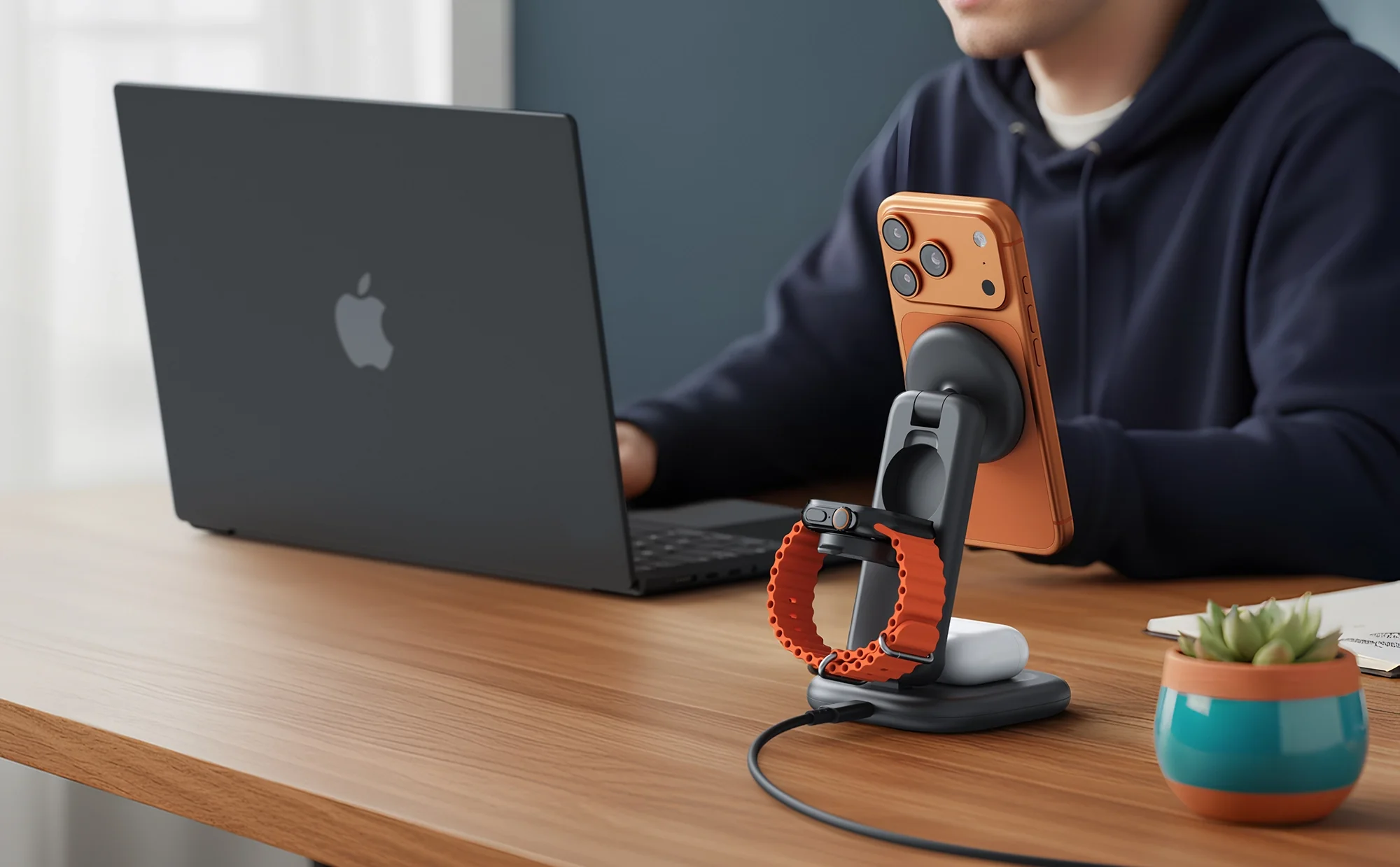 Satechi 3-in-1 Foldable Qi2.2 wireless charging stand (25W) - Image 10